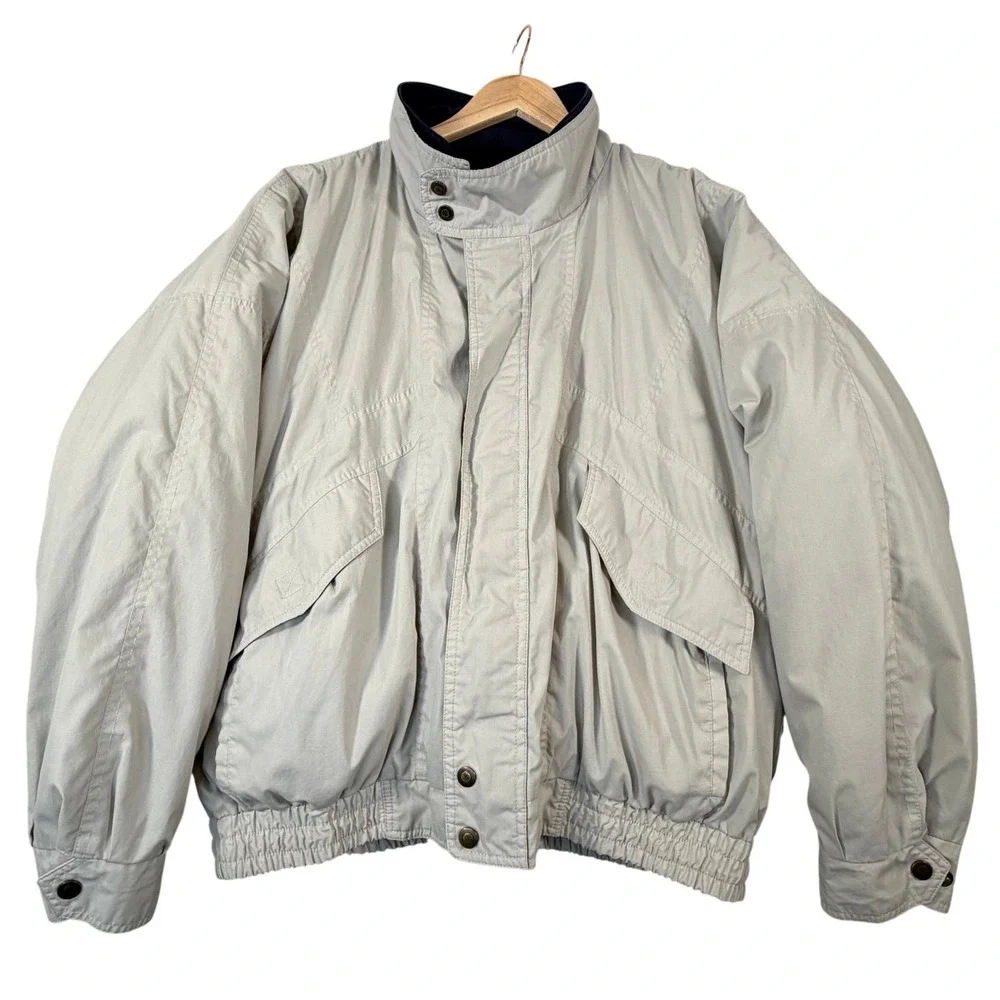 Vintage Outdoors Unlimited London Fog Bomber Jacket Mens L Beige 3-in-1 Liner